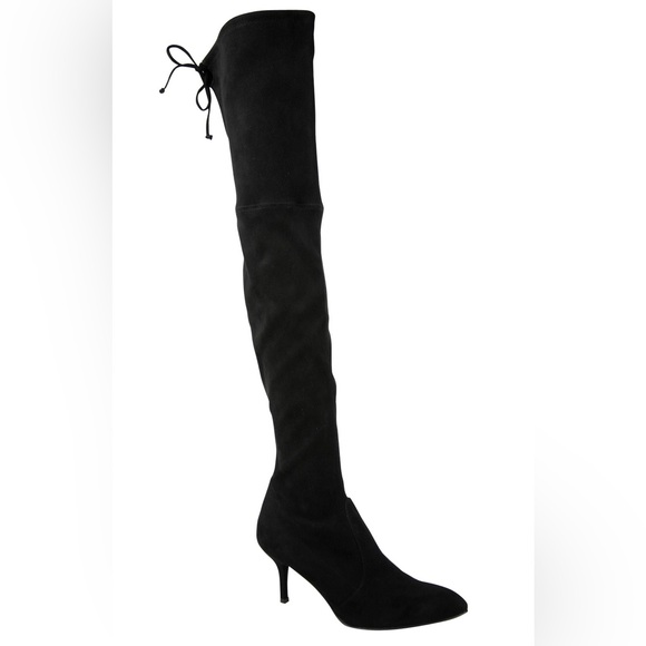 STUART WEITZMAN Black Suede Solid Tiemodel Over-The-Knee Boot - Picture 10 of 11